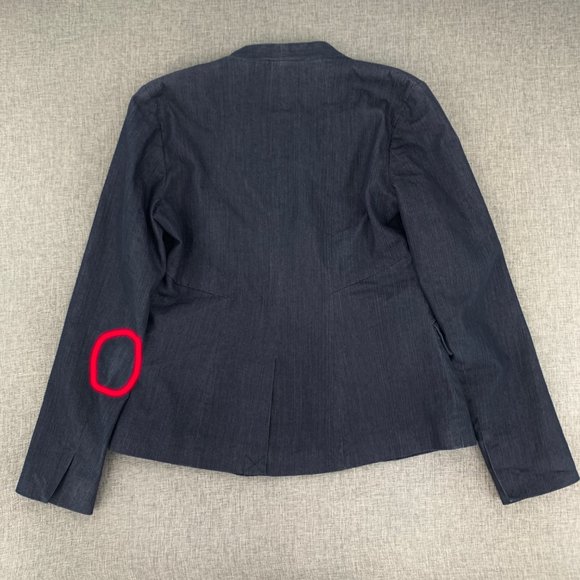 New York Company Stretch Denim Jacket Dark Blue One Button 64% Cotton Size 2 - Picture 5 of 14